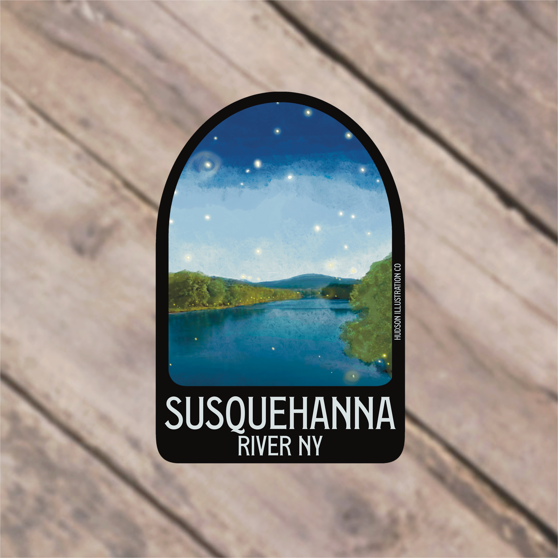 a sticker with the name susquehanana river ny on it