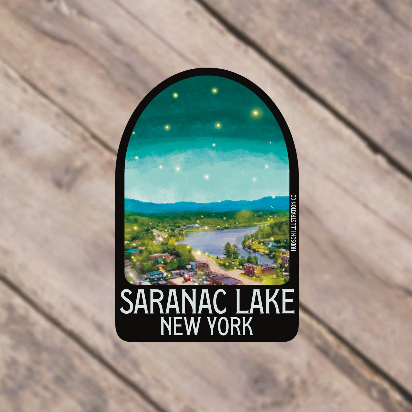 a sticker that says sarnan lake new york