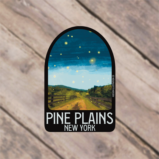 a sticker with the words pine plains new york on it