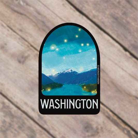 a sticker with the words washington on it