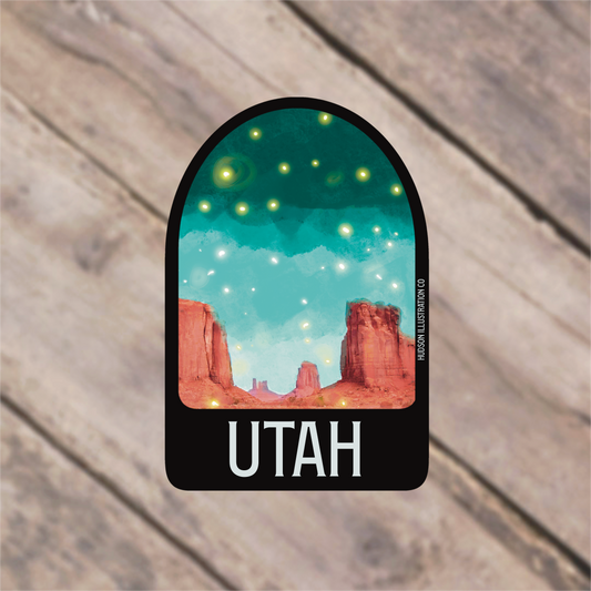 a sticker with the word utah on it