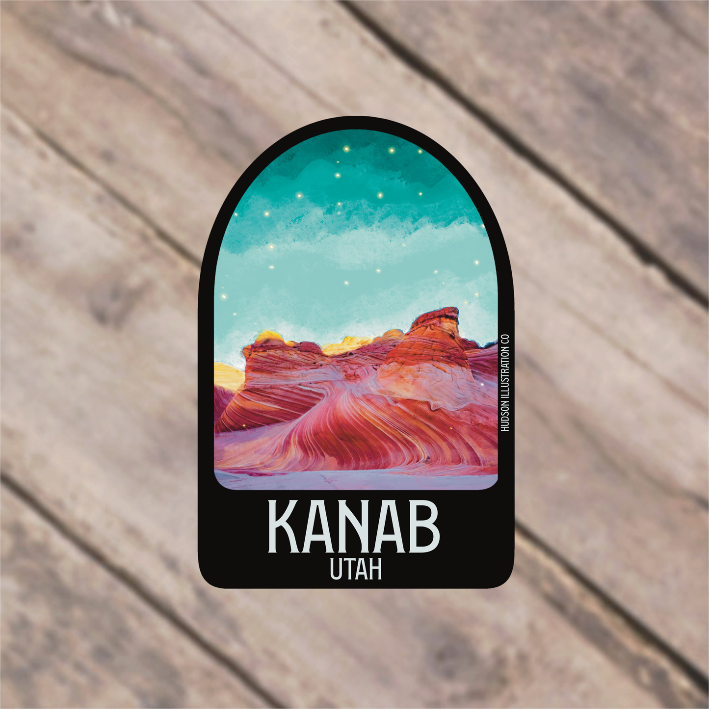 a sticker with the name kanab utah on it