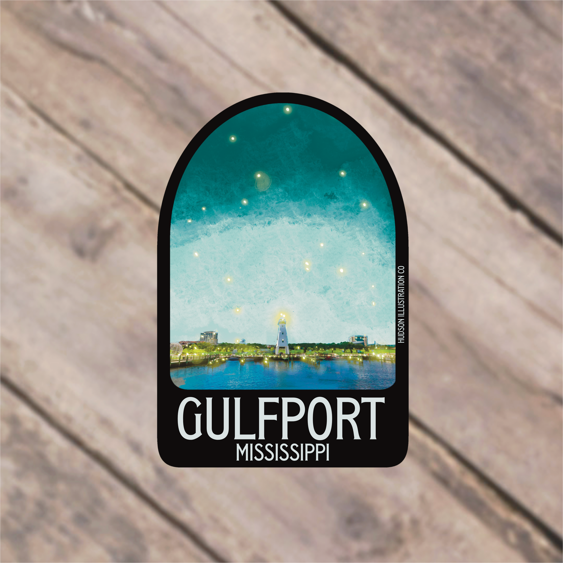 a sticker with the name gulfport mississippi on it