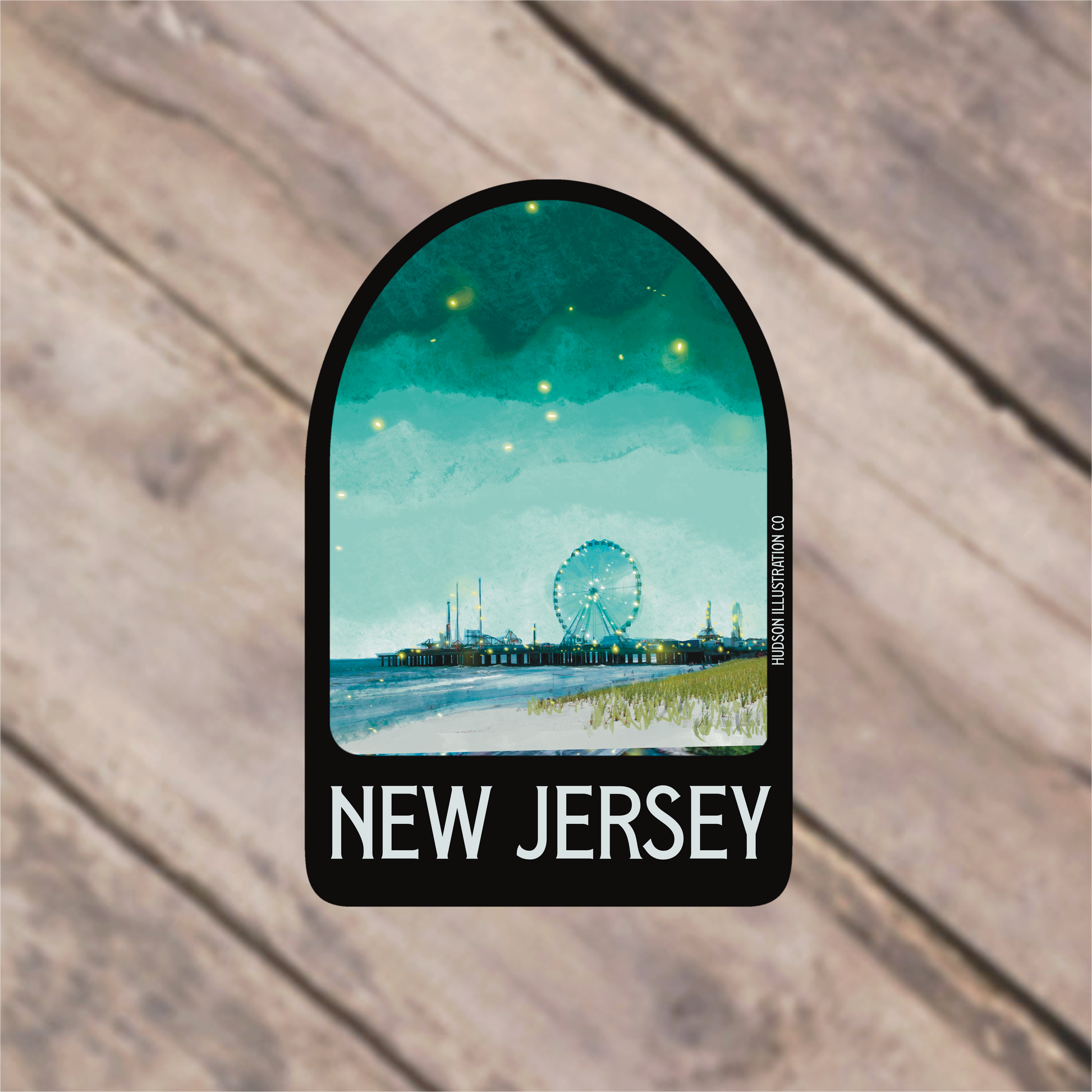 a sticker with a picture of a ferris wheel