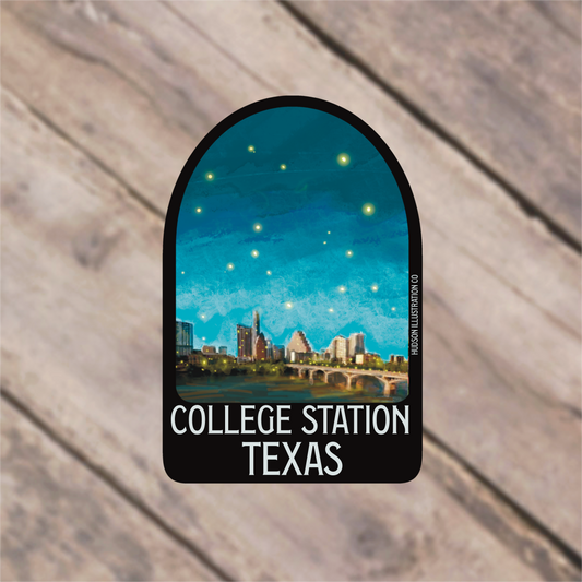 a sticker that says college station texas