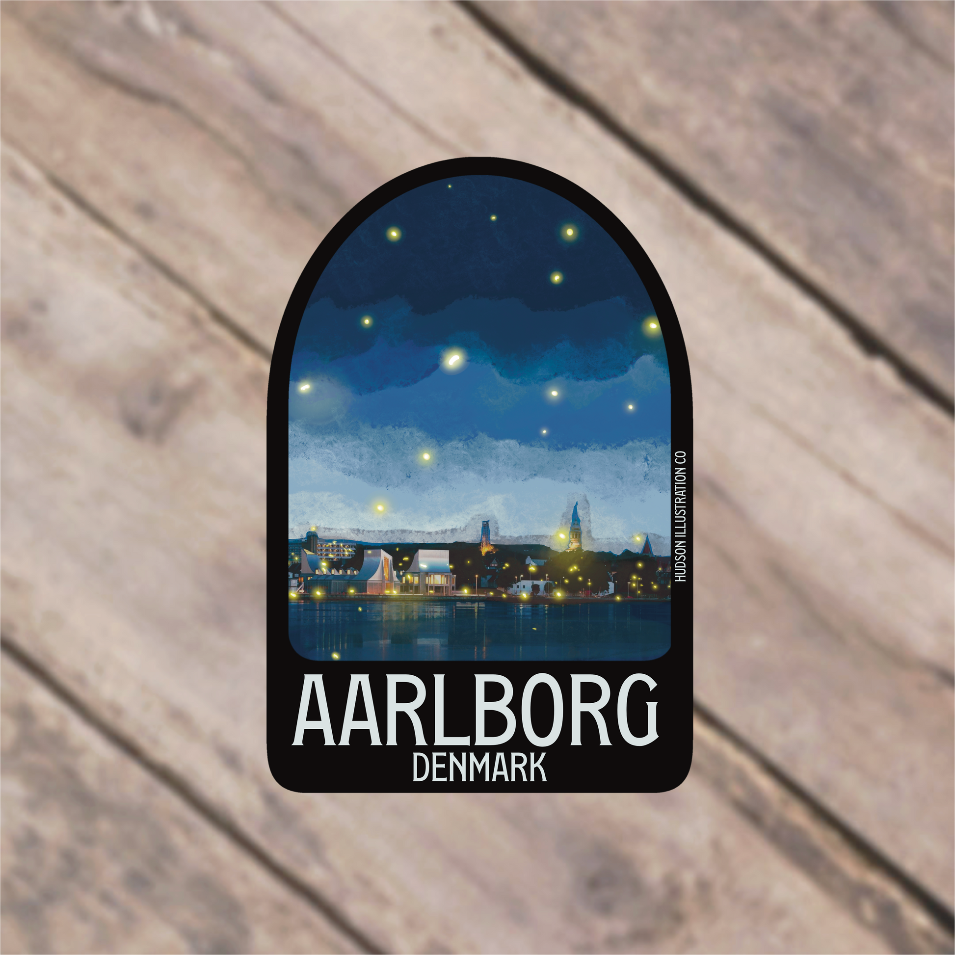 a sticker with the name aarlborg denmark on it