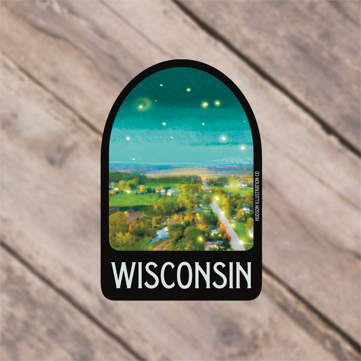 a sticker with the words wisconsin on it