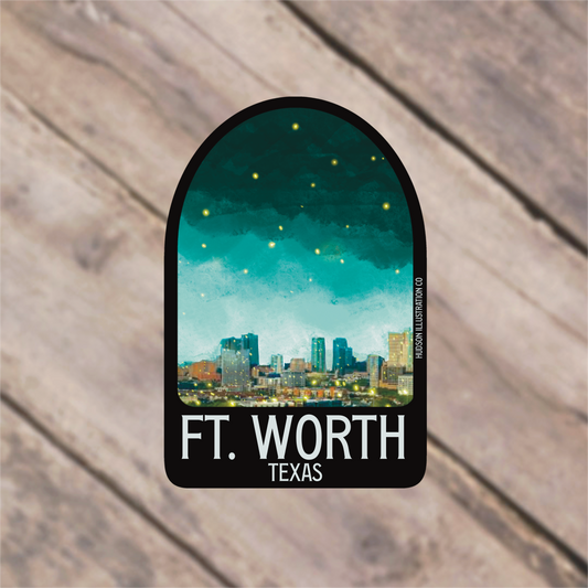 a sticker that says ft worth texas on it