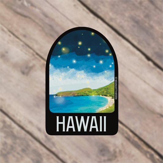 a sticker with the words hawaii on it