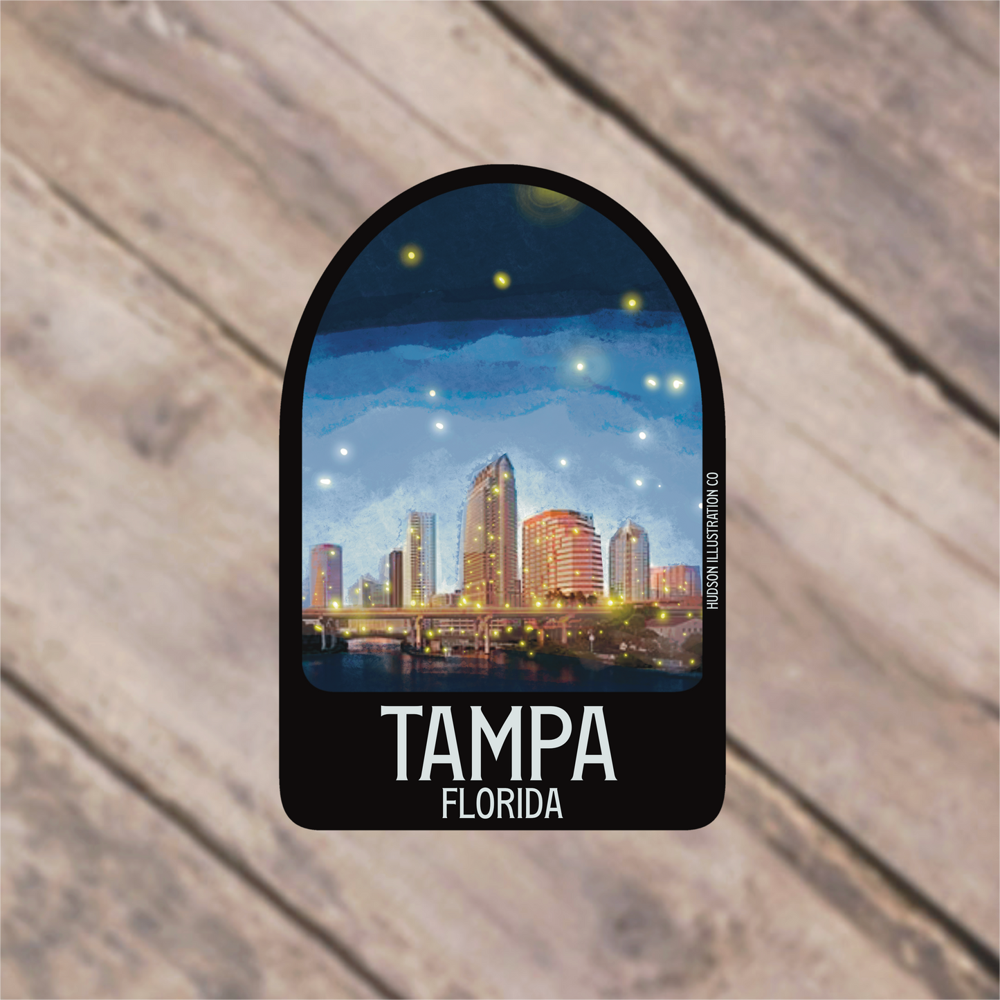 a picture of tampa, florida on a sticker