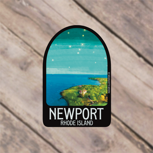 a picture of newport rhode island on a sticker