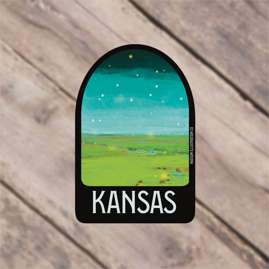 a sticker with a picture of kansas on it