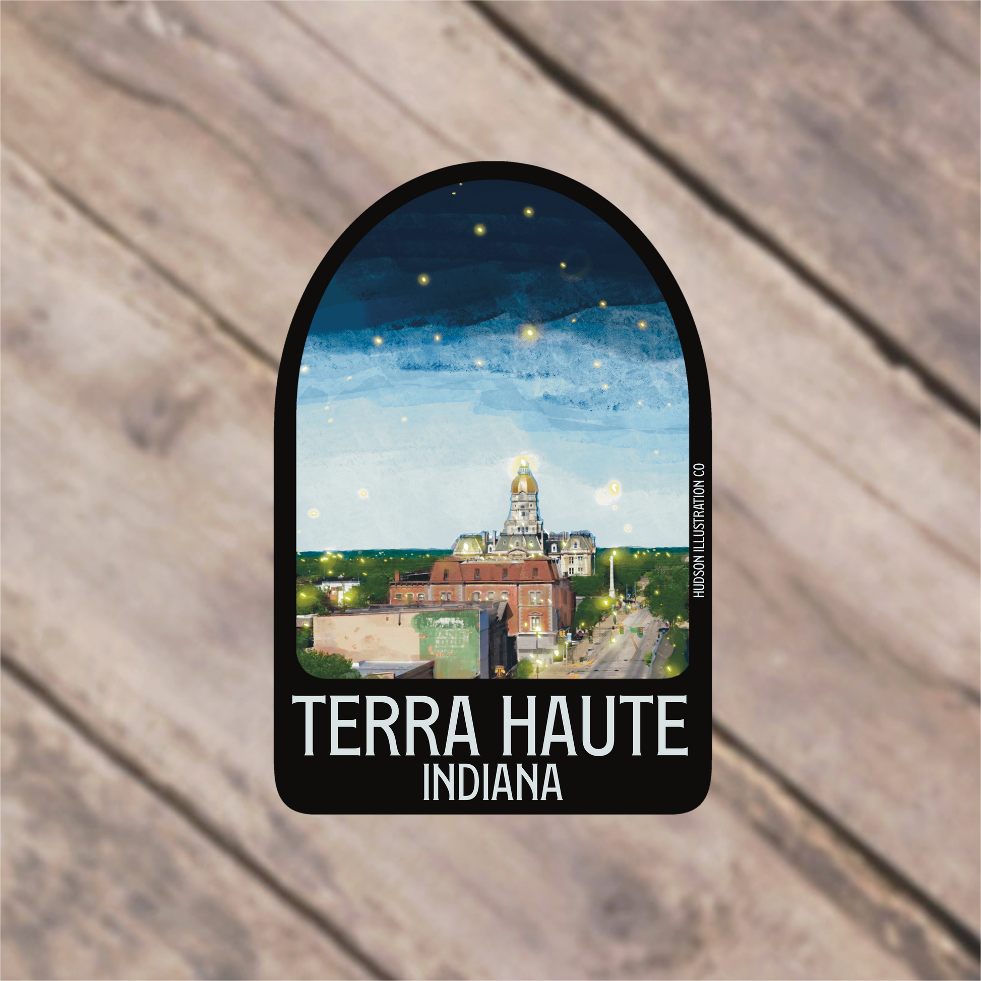 there is a sticker that says terra haute indiana