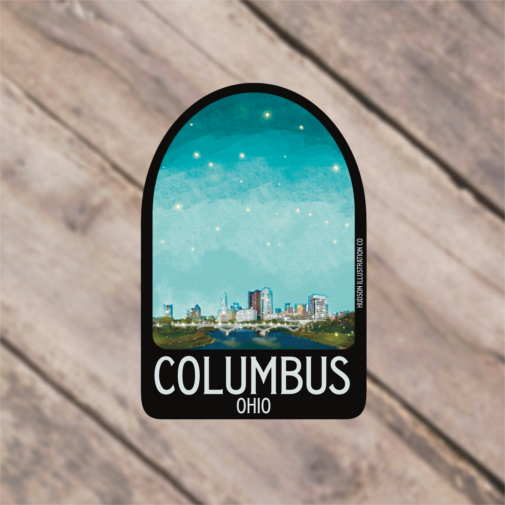 a sticker with the word columbus on it