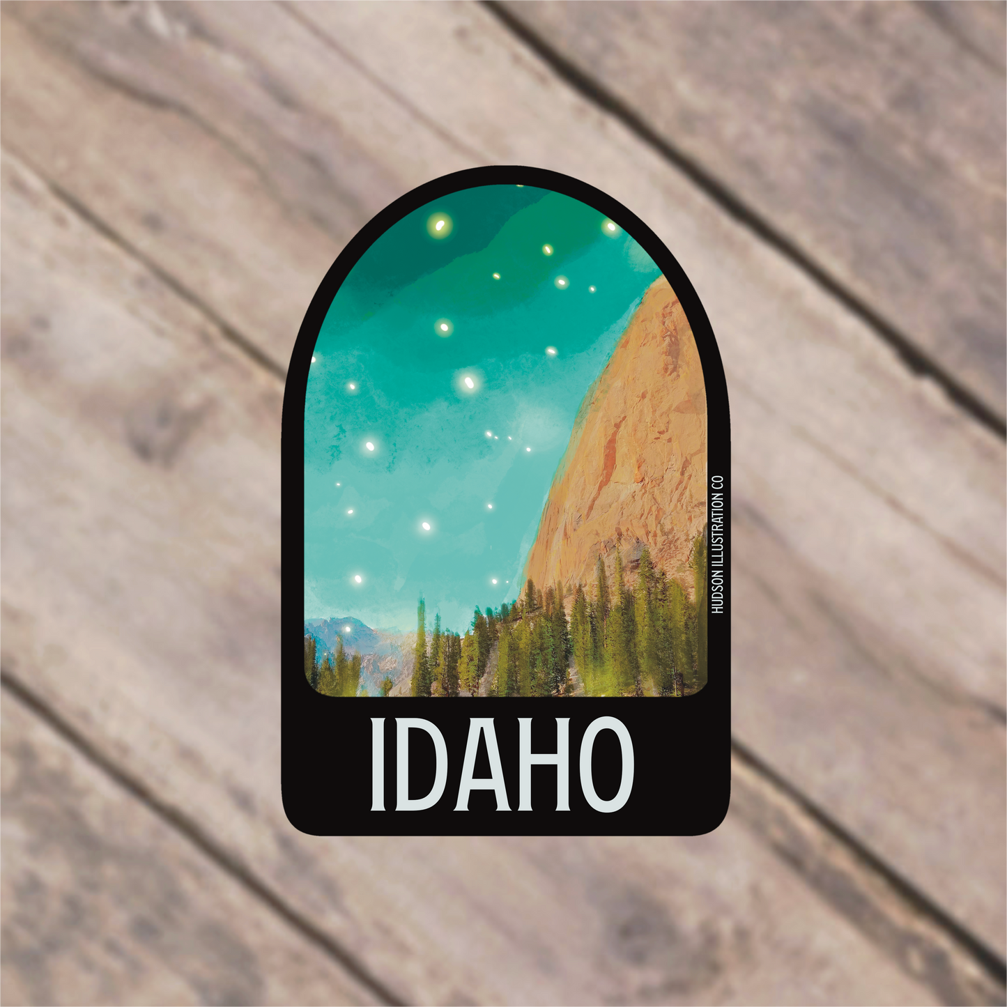 a sticker with the name idaho on it