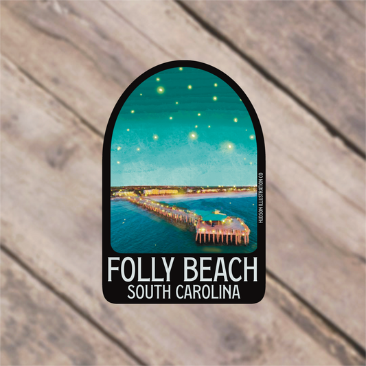 a sticker that says folly beach south carolina