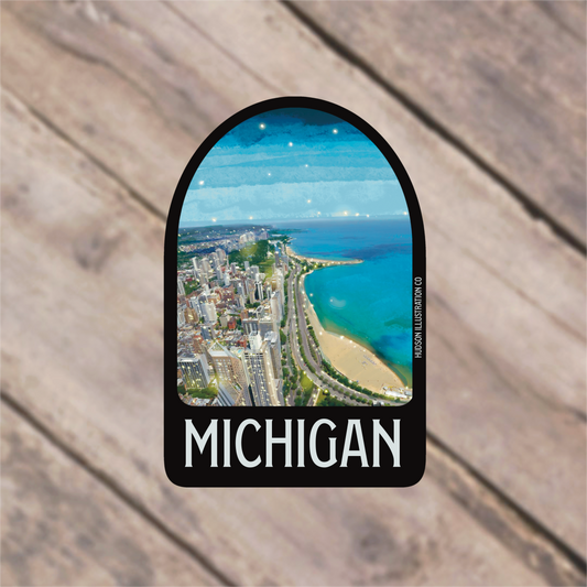 a picture of michigan on a wooden background