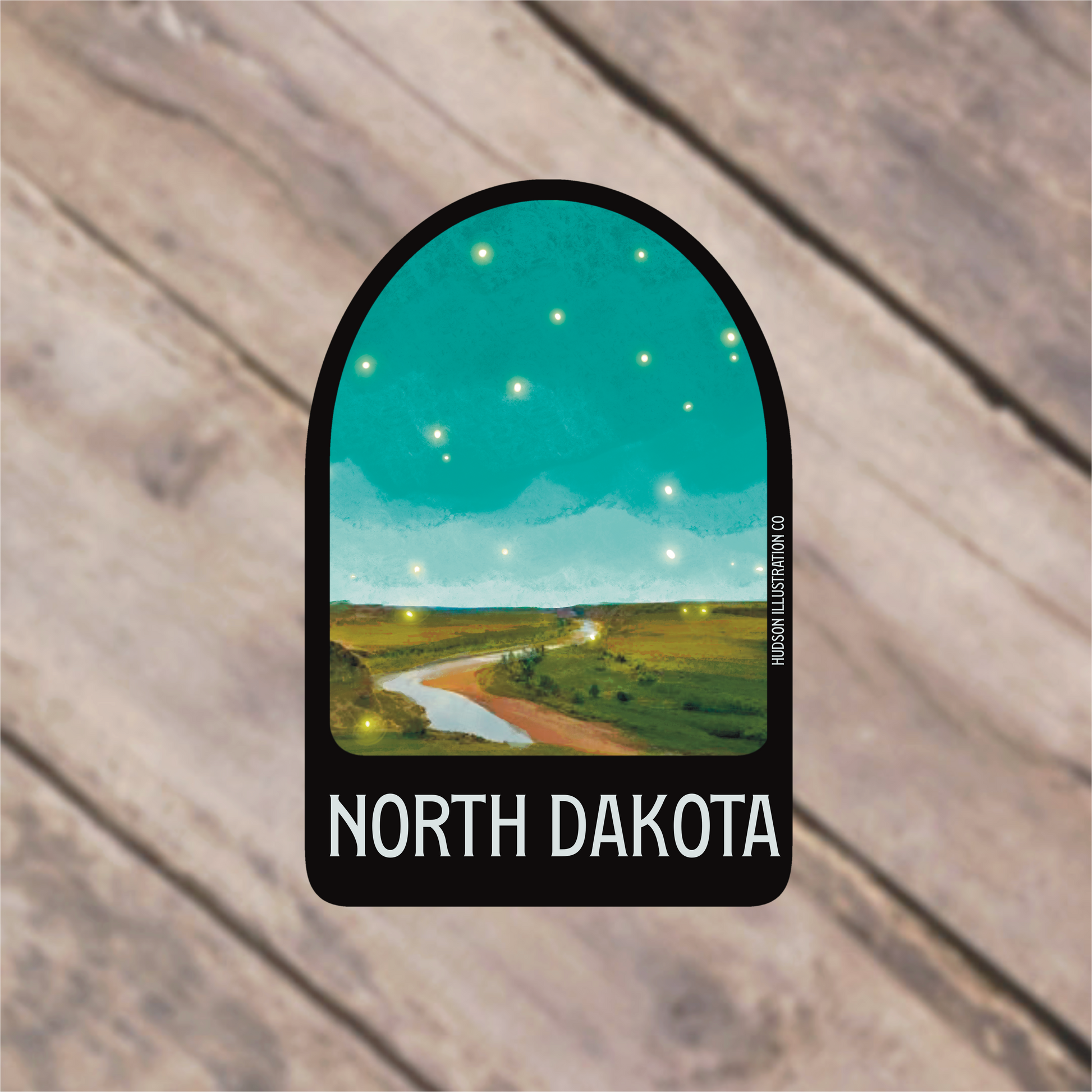 a sticker with the words north dakota on it