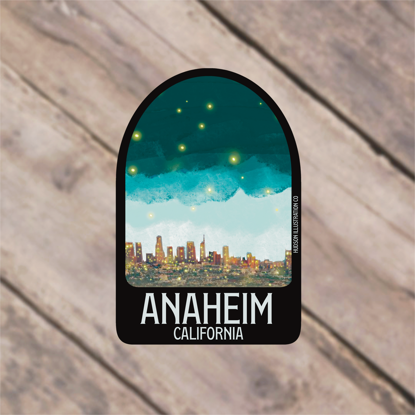 a sticker with the name anaheim california on it