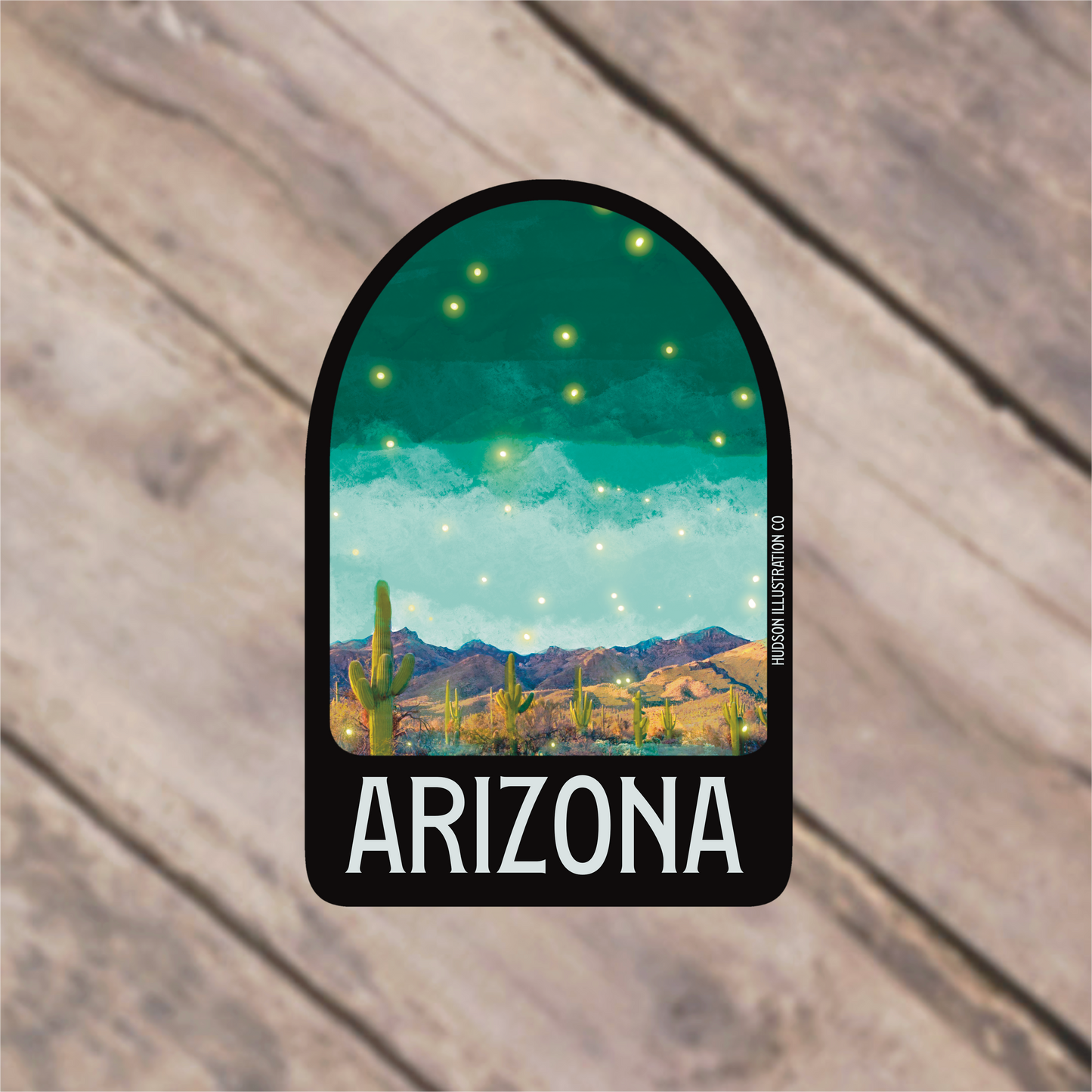 a sticker with a picture of arizona on it