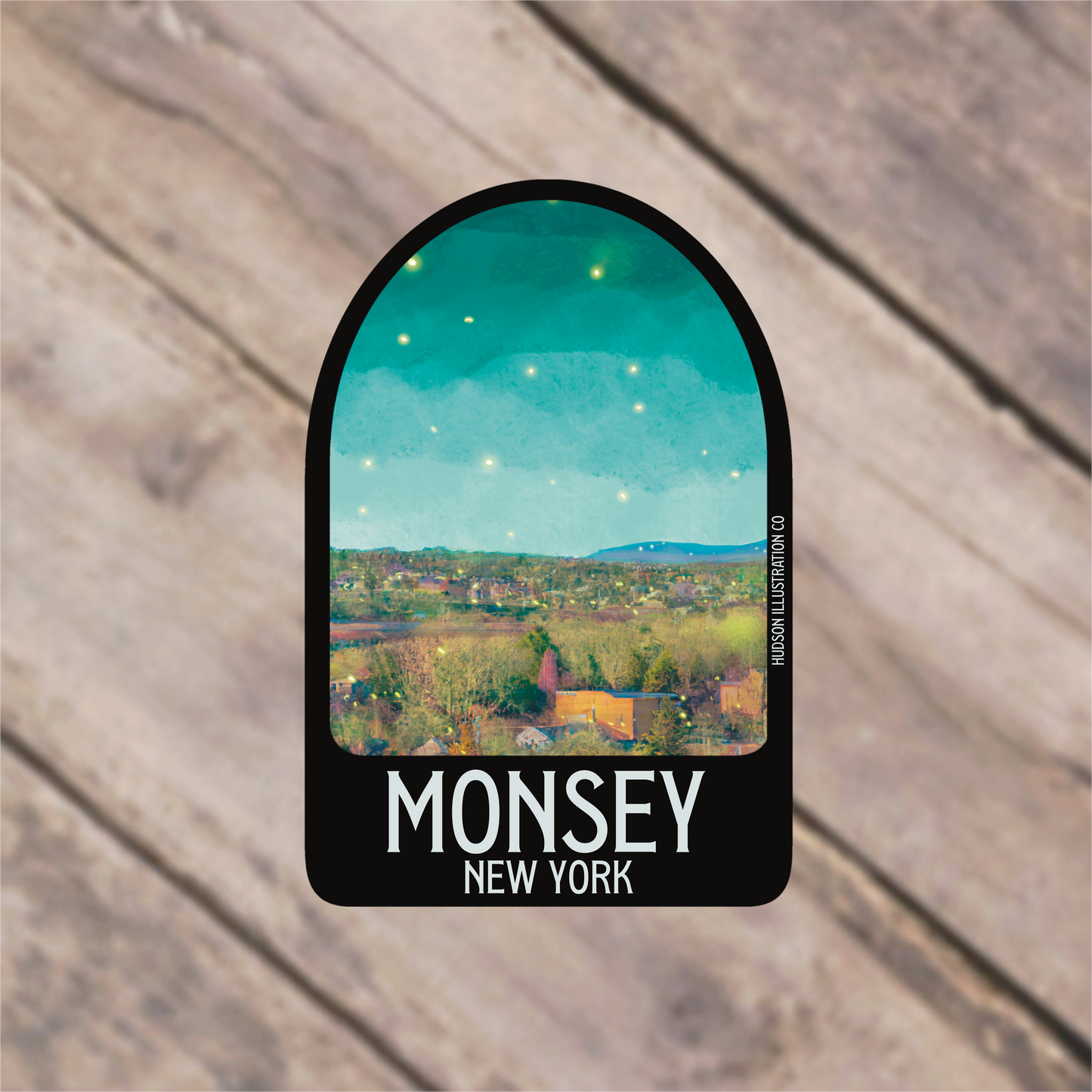 a sticker with the words monsey new york on it