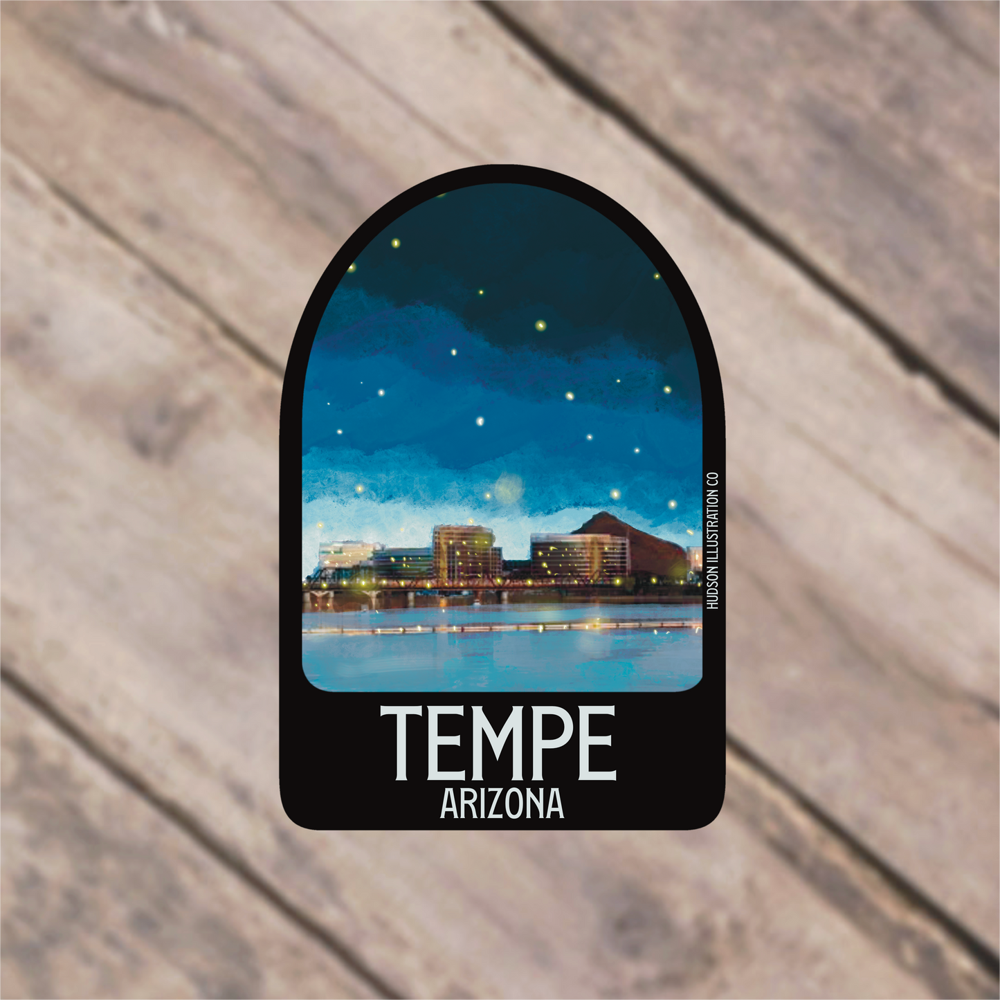 a sticker of the tempe arizona skyline