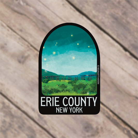 a sticker with the words erie county new york on it